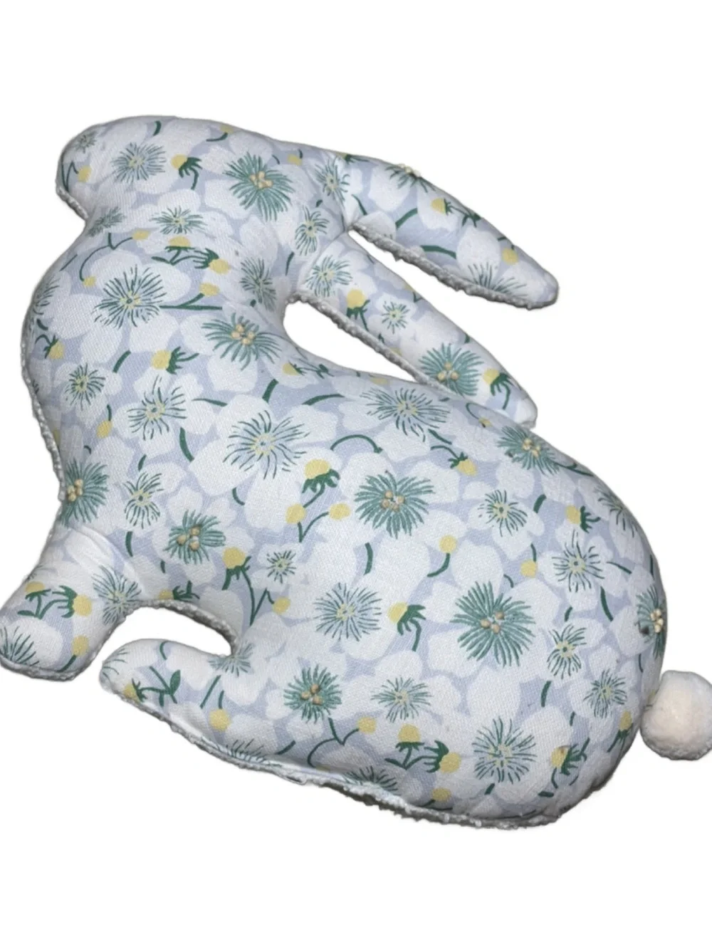 Elegant Floral Bunny Throw Pillow - Cream and Multicolored